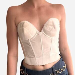 Vintage corset longline bra top lacy - size 36B
